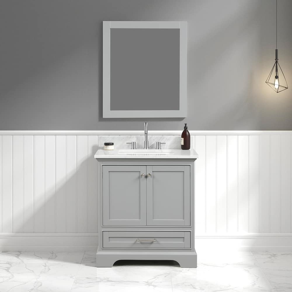 Blossom Copenhagen 30" Bathroom Vanity with Marble Top, Sink & Mirror
