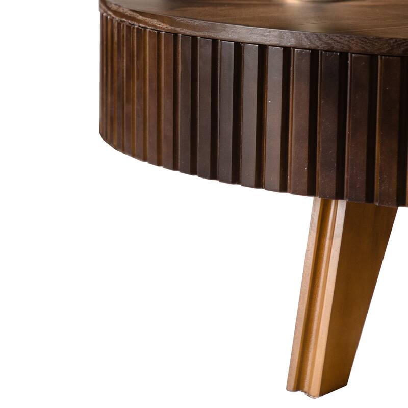 39.37" Retro Round Coffee Table with Storage Space, Suitable for Living Room and Office