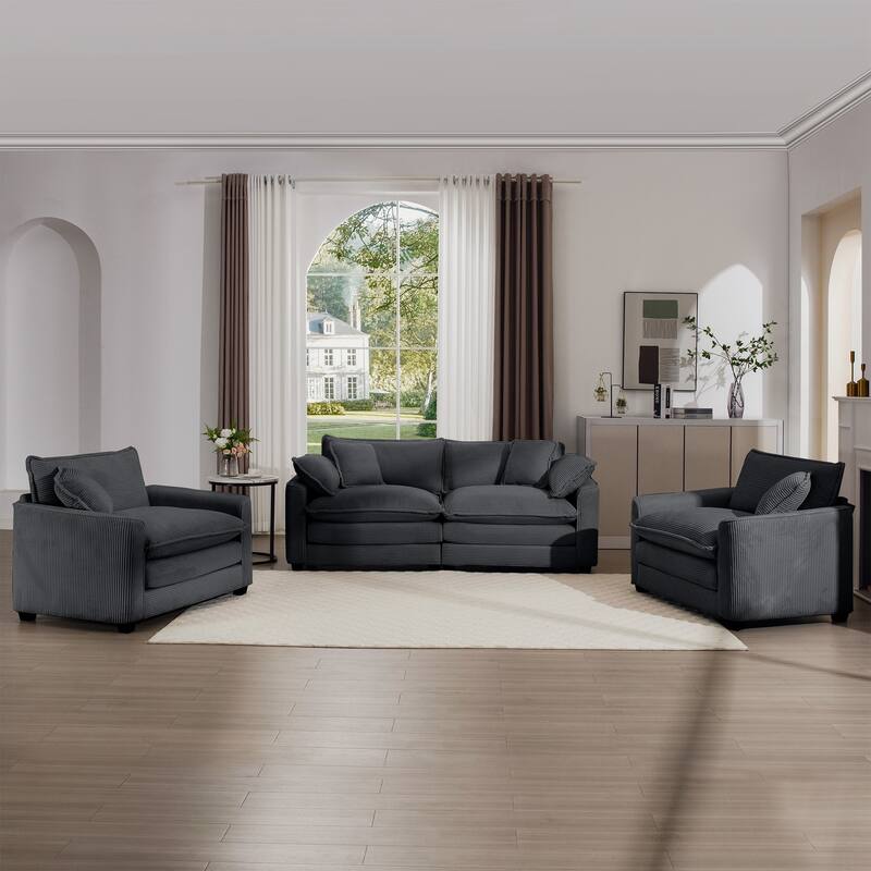 2+1+1Seater Flexible Combinations Sofa Set with One 2-Seater Sofas and 2 Single Sofa Chairs for Livingroom