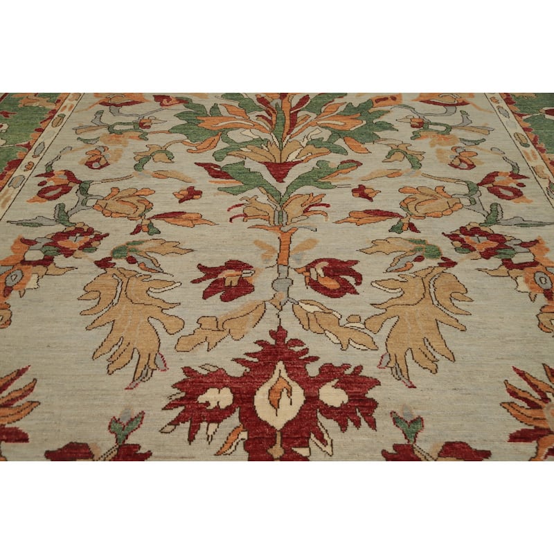 Hand Knotted Oriental 100% Wool Carpet Transitional Floral Beige & Ivories Oushak Area Rug - 14' 4'' X 10' 1''