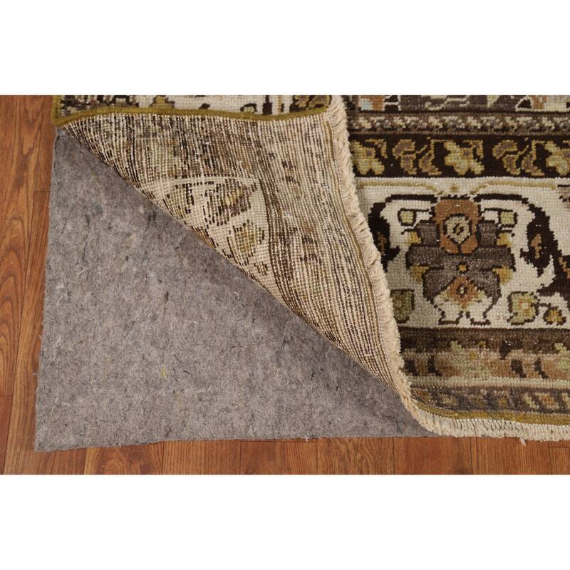 Gold Vegetable Dye Mashad Antique Persian Rug Handmade Wool Carpet - 5'3" x 8'3"