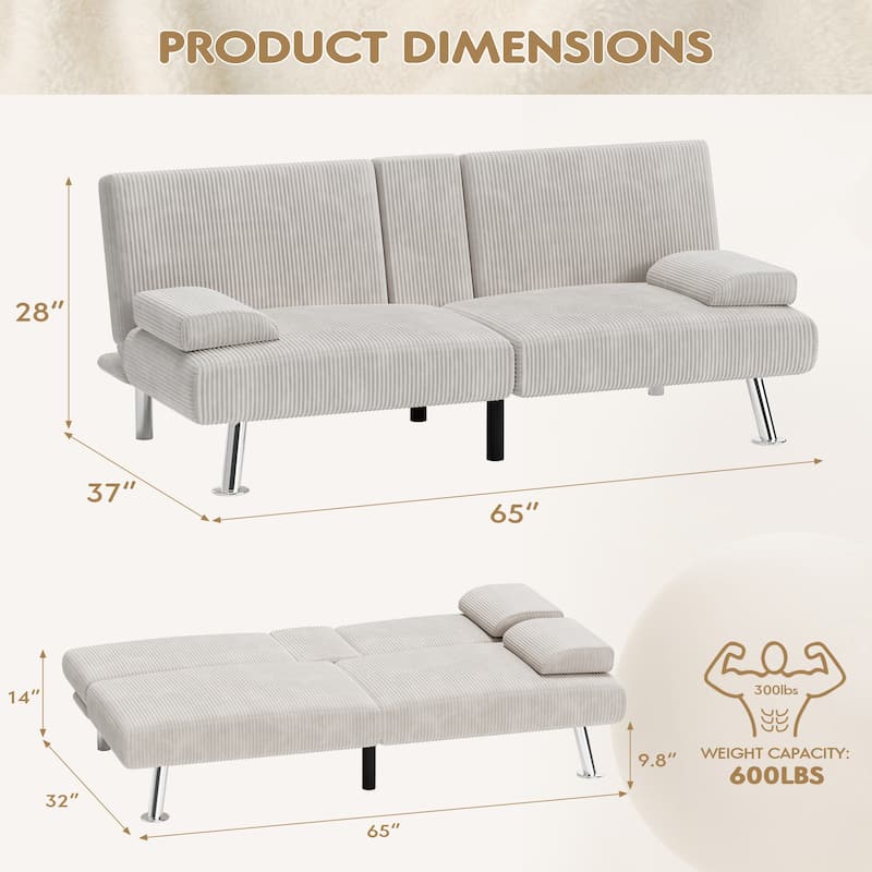 Furniwell Futons Folding Soft Cushion Sofa Bed with Adjustable Backrest Sofa