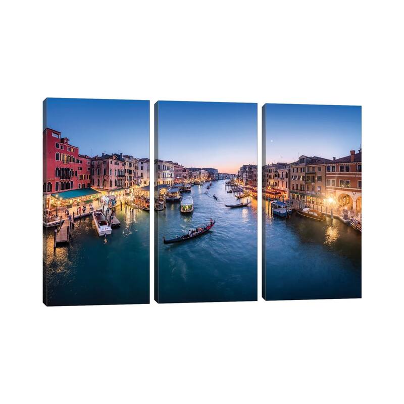 iCanvas "Grand Canal At Night, Venice, Italy" by Jan Becke 3-Piece Canvas Wall Art Set