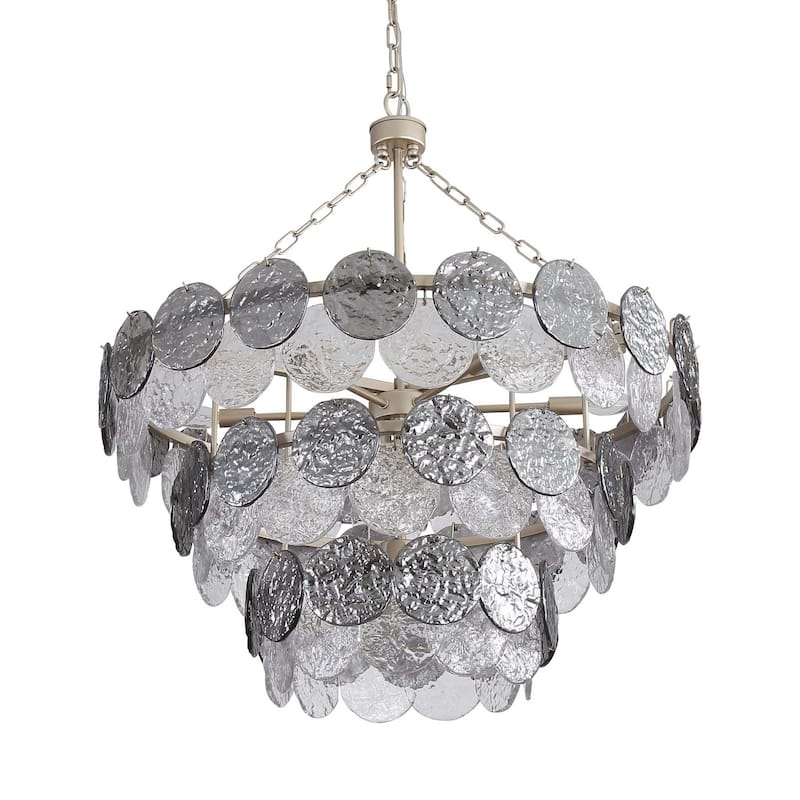 Golden Lighting 6007-32 Cascada 13 Light 32" Wide Pendant - Aegean Silver / Smoke Plated
