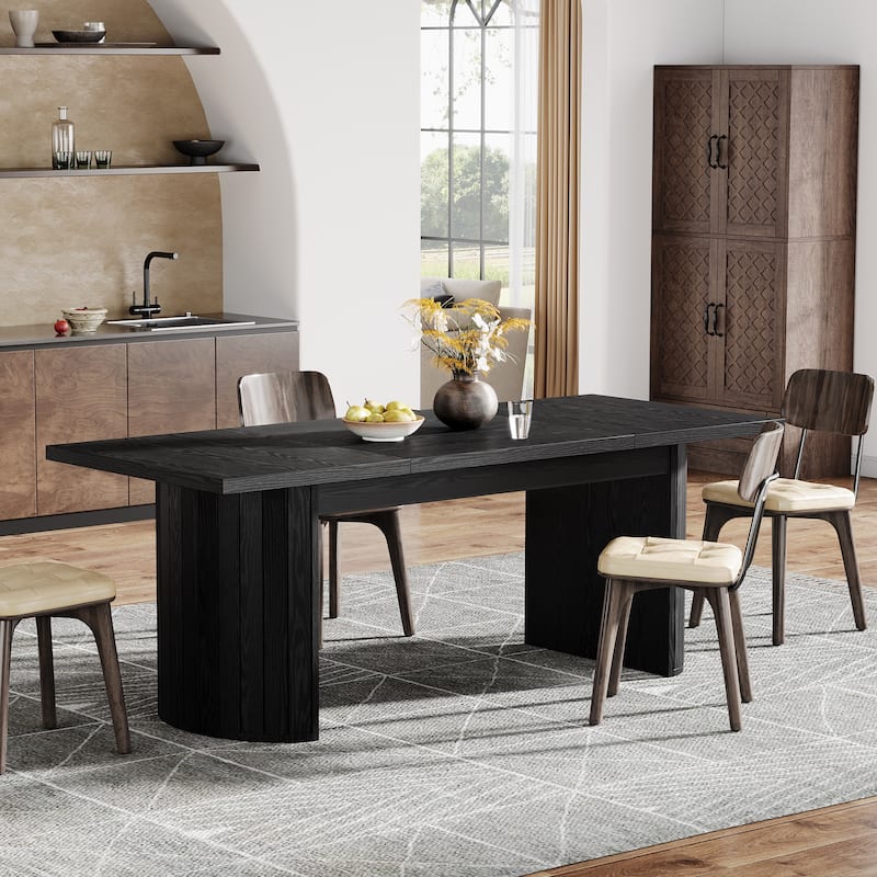 78.7 Inches Brown Wood Dining Table Kitchen Table for 8 People