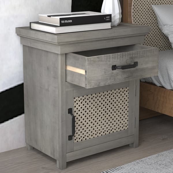 slide 1 of 16, Nestfair Nightstand with Cabinet and Drawer Grey