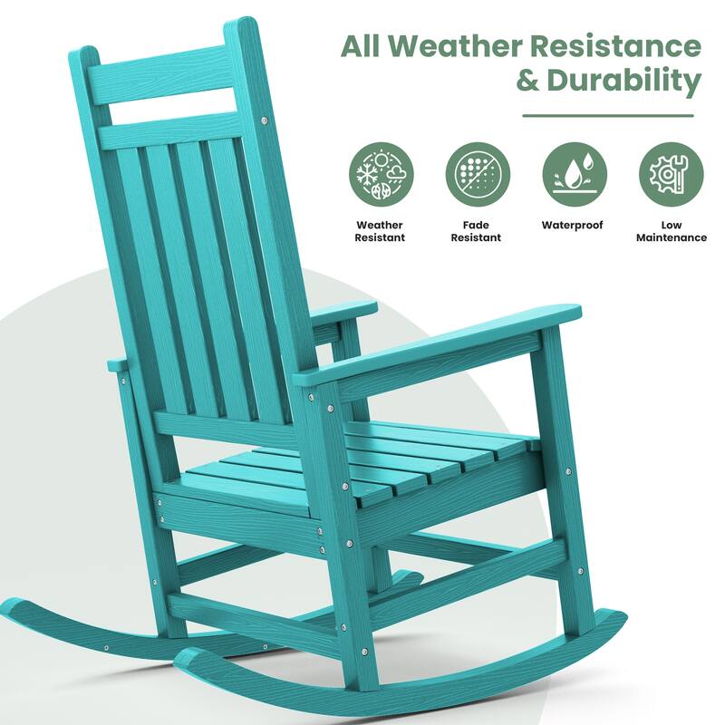 HDPE Outdoor Patio Rocking Plastic Adirondack Chair