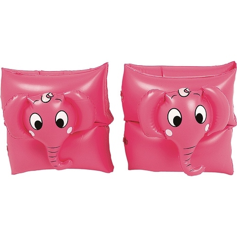 Set of 2 Pink Funny Elephant Inflatable Swimming Pool Arm Floats for Kids 3-6 Years