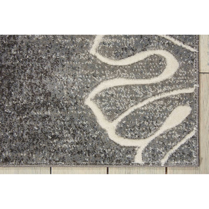 Juxeq Power Loomed Abstract Floral Traditional Modern Non Skid Stain Resistant Area Rug By HomeRoots - 90' X '26' X '0.5