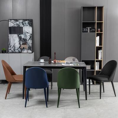 Modern Assembled Microfiber Leather Upholstered Dining Chair(Set of 2)
