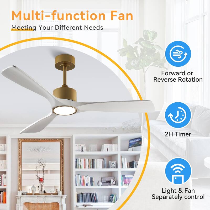 52/60/66 Inch Downrod Ceiling Fan with Light,Plywood Blades,Reversible DC Motor