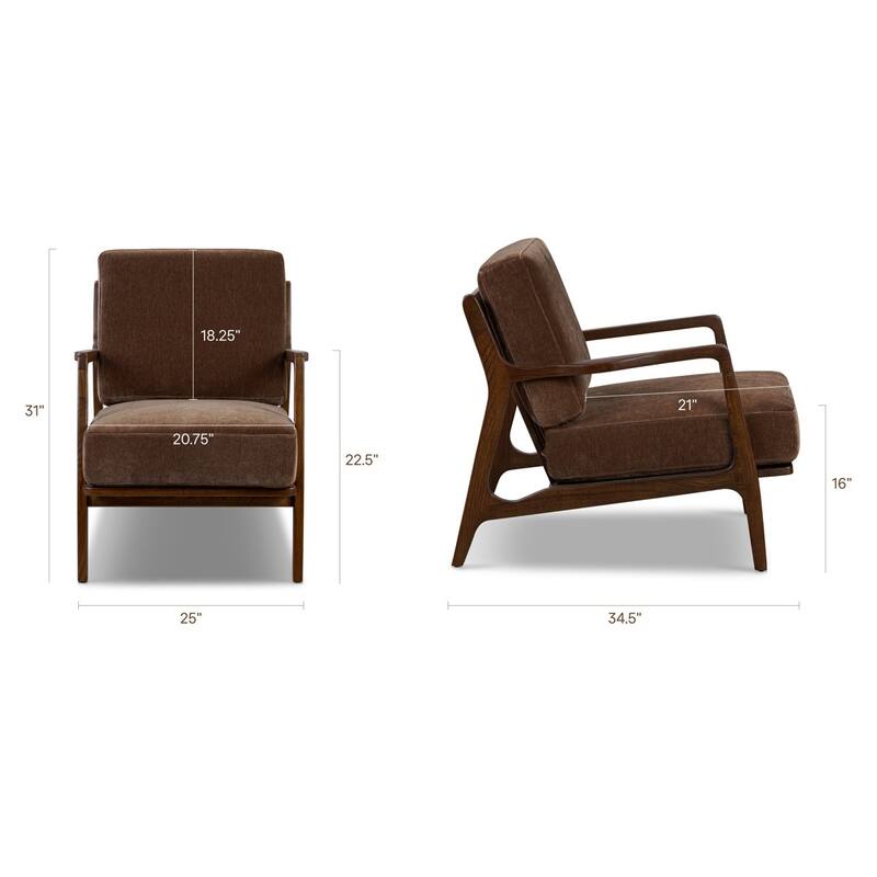 Poly & Bark Verity 25" Fabric Lounge Chair - Solid Wood Frame