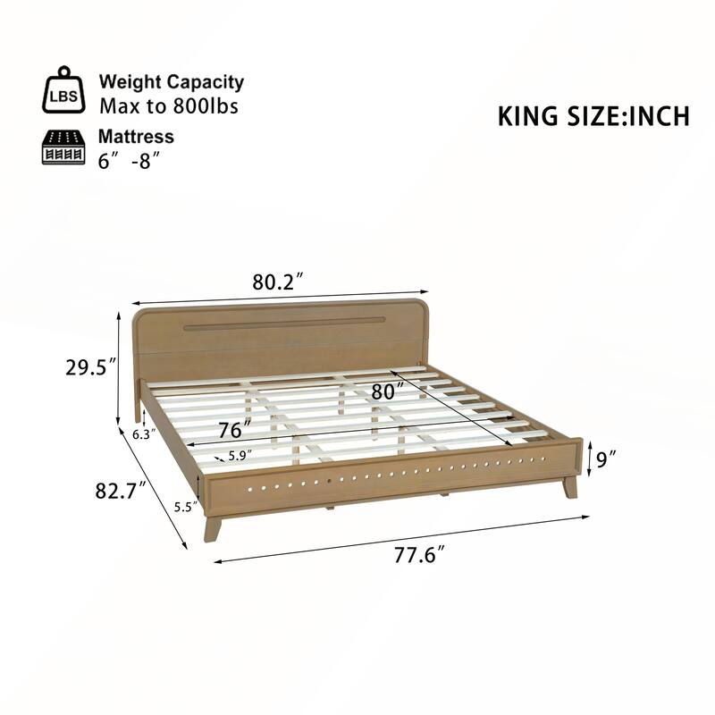 Pine Solid Wood Bed with Timeless Design Easy Assemble