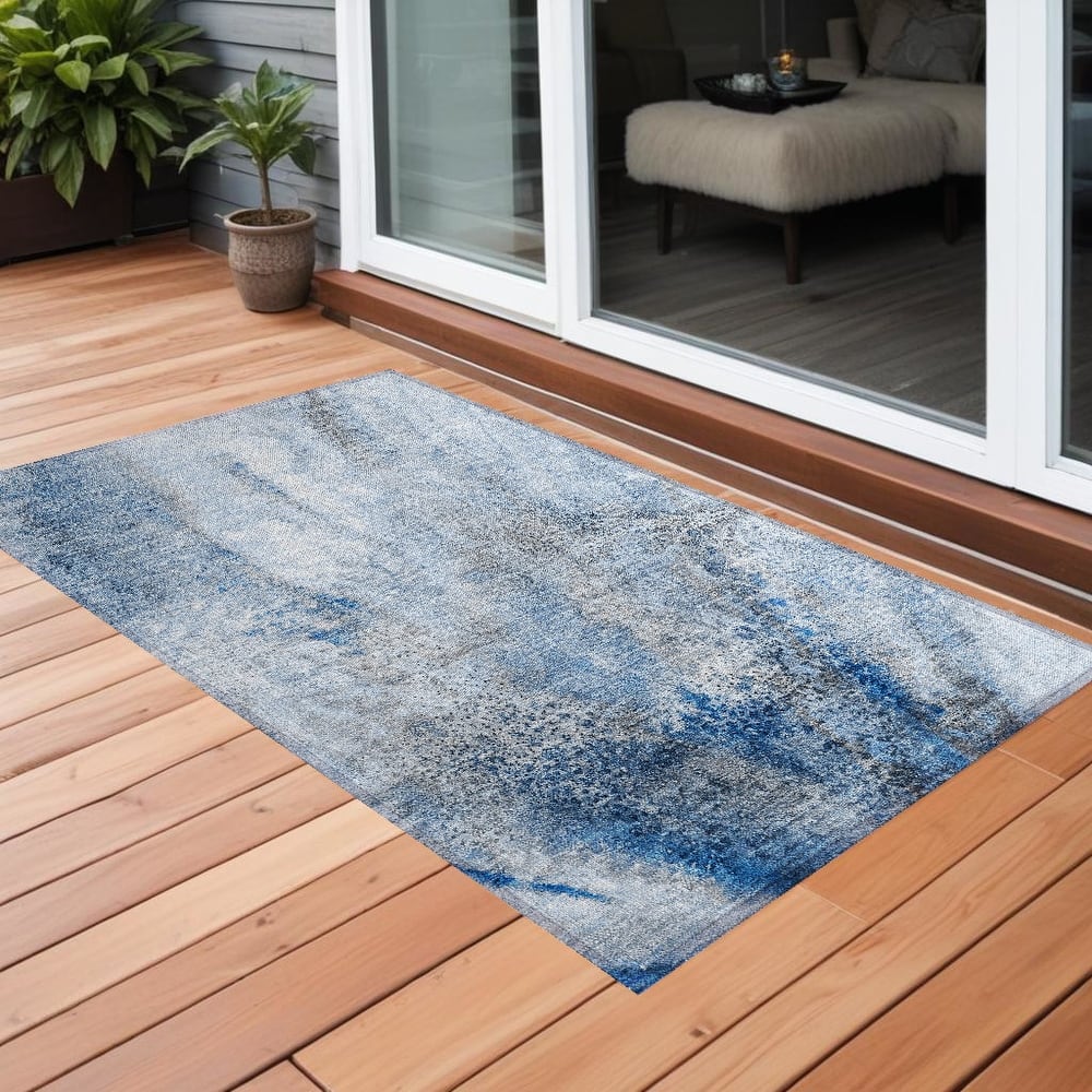 Bax Artistic Abstract Weather Resistant Current & Stylish Runner Outdoor Rug