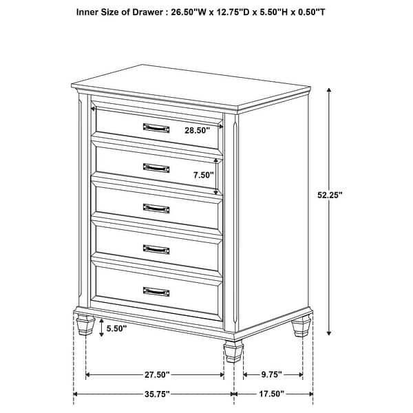 dimension image slide 15 of 37, Franco 4-Piece Storage Platform Bedroom Set
