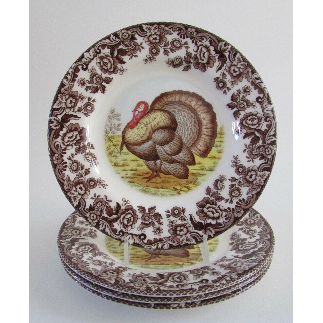 Spode Woodland Salad Plates Turkey Set of 4 8 Perfect for Thanksgiving and Other Special Occasions Made in England from