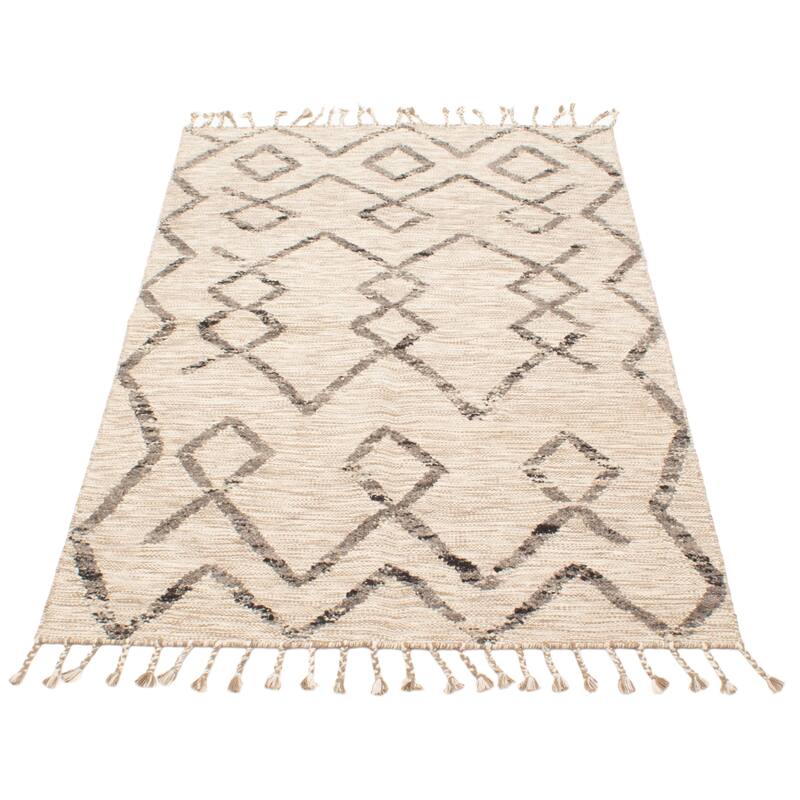 ECARPETGALLERY Hand-knotted Tangier Taupe Wool Rug - 4'11 x 7'7