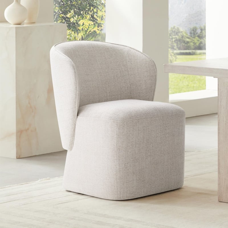 Kyle Morden Fabric Dining Room Chair with Casters Wrap-round Back