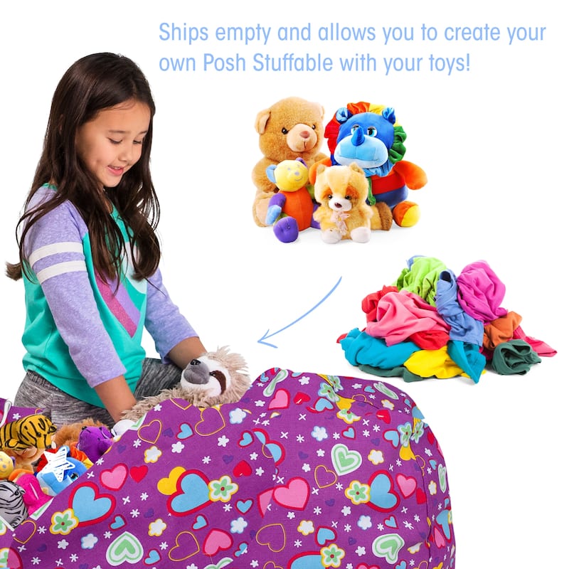 Kids' Stuffed Animal Storage Bean Bag Chair Cover or Toy Organizer