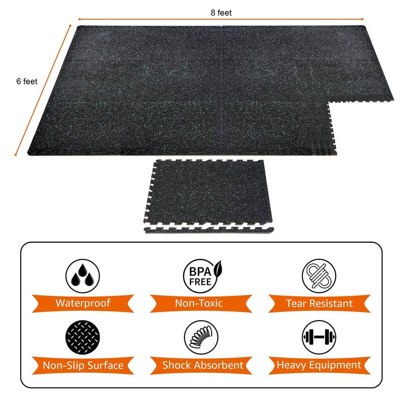 Sivan Fitness 1/2" Thick Rubber Top High Density EVA Foam Gym Flooring for Home Gym - 12 Interlocking Gym Floor Mat