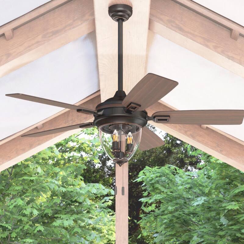 52" Honeywell Glencrest Espresso Indoor/Outdoor LED Ceiling Fan with Light, Pull Chain, ETL Damp Rated