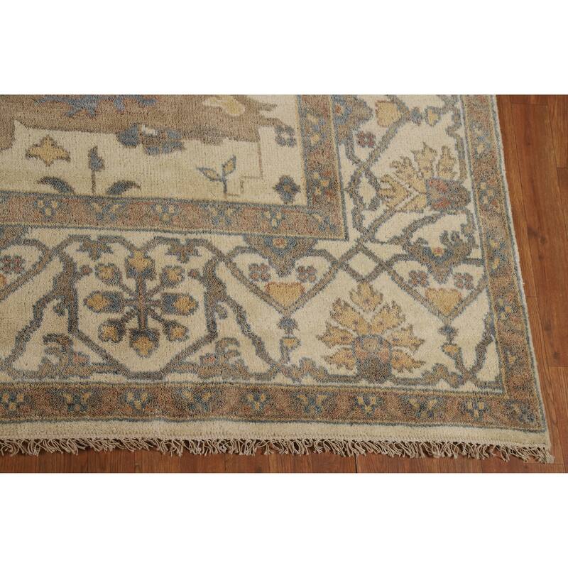 Earth Tone Oushak Indian Area Rug Hand-Knotted Wool Carpet - 8'3" x 9'8"