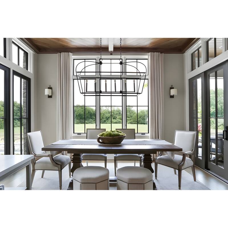 Linear Lantern 6-Light Foyer Debonair Island Chandelier Candle