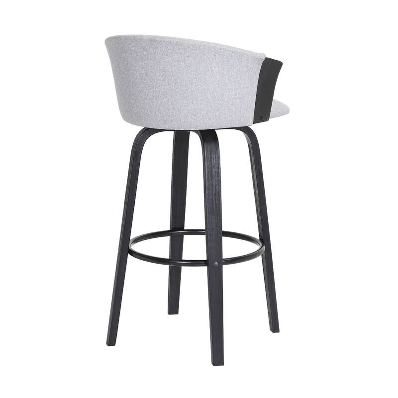 Faux Leather Swivel Counter Height Stool with Solid Wood Frame, Arms and Footrest