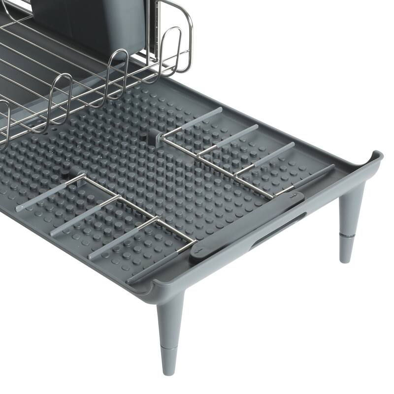 Kenmore Loxdell Expandable Full Size Rust Resistant Dish Rack with Drain Board and Flatware Caddy