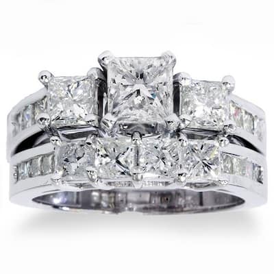 3 1/2ct Princess Cut Diamond Engagement Ring Wedding Set White Gold