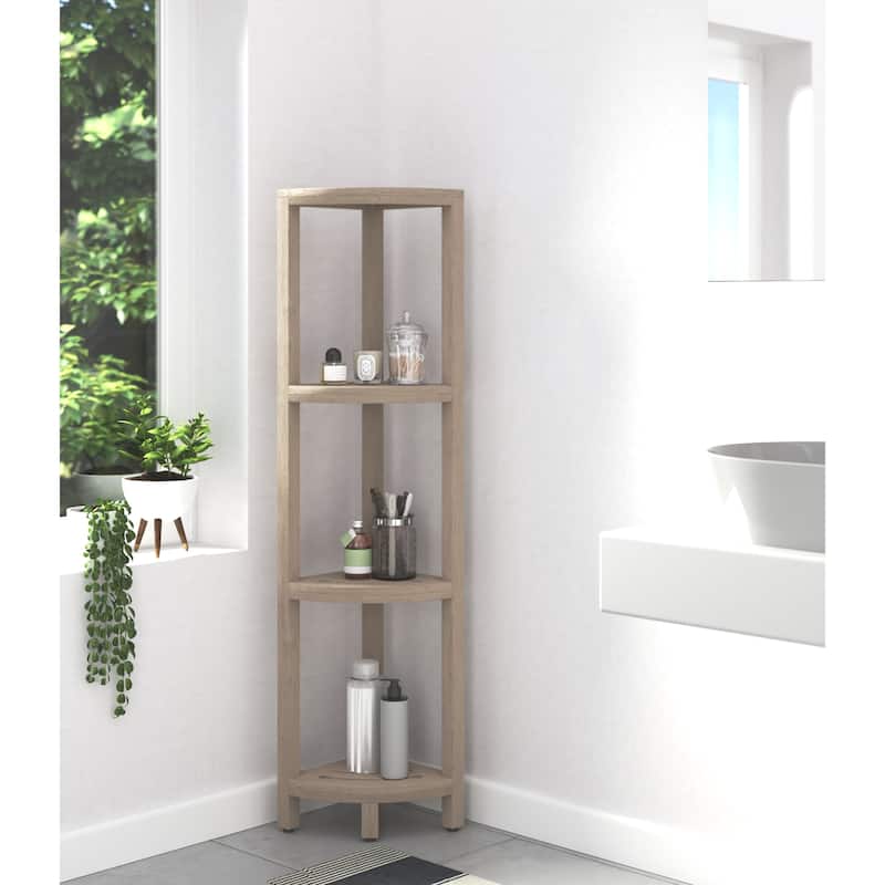 The Original Kai Three-Tier Corner Teak Bath Shelf