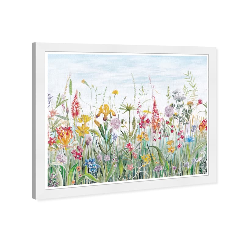 Wynwood Studio Prints Floral and Botanical Floral field Blue and Light Blue Traditional Wall Art Canvas Print