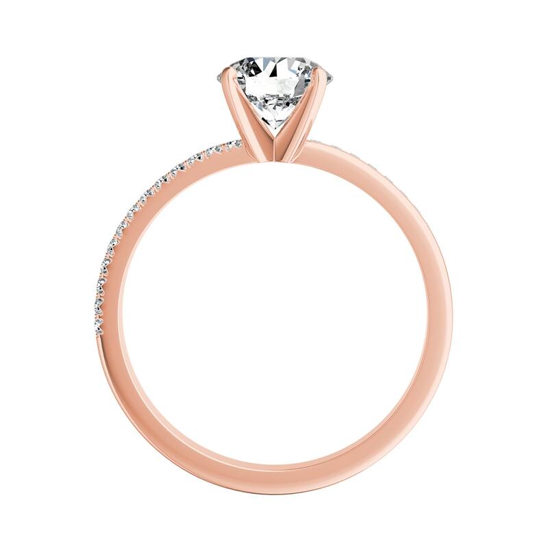 Auriya 14k Gold Modern 1ct Moissanite and Diamond Engagement Ring 1/8ctw