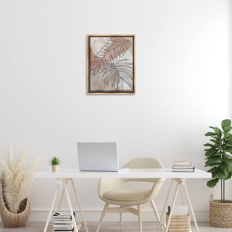 Stupell Tropical Earth Tone Leaves Framed Floater Canvas Wall Art Design By Cat Thurman Designs