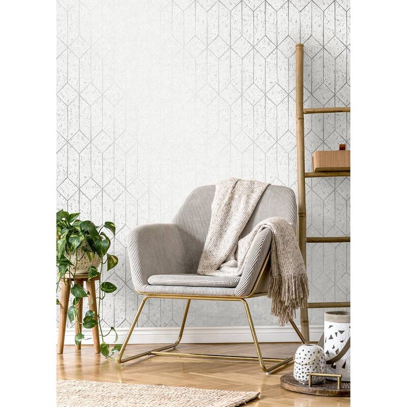 Advantage Hayden White Concrete Trellis Wallpaper