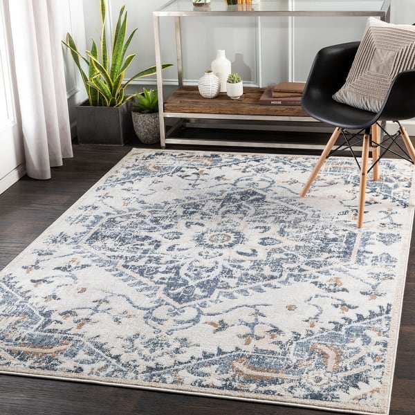 slide 2 of 29, Livabliss Raelene Traditional Medallion Area Rug 5' 2" x 7' - Denim - Rectangle