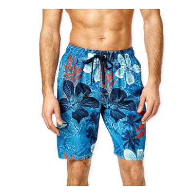 Newport Blue Mens Tribal Flower Swim Bottom Board Shorts, Blue, Small