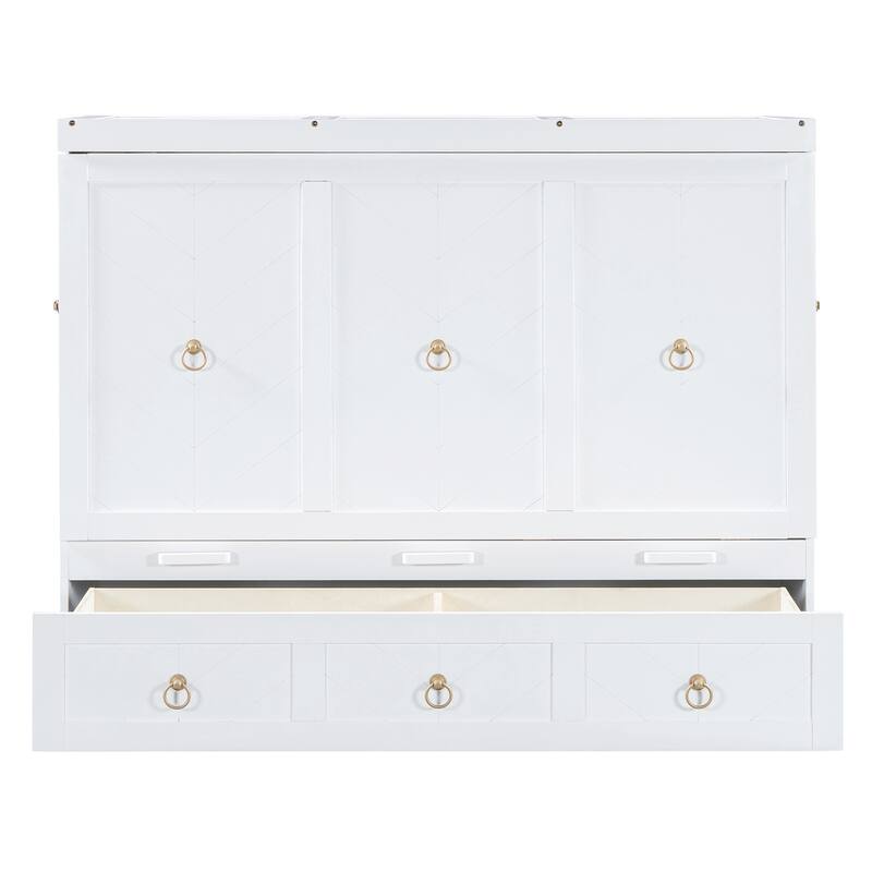 Space-Saving Murphy Bed with USB & Large Drawer