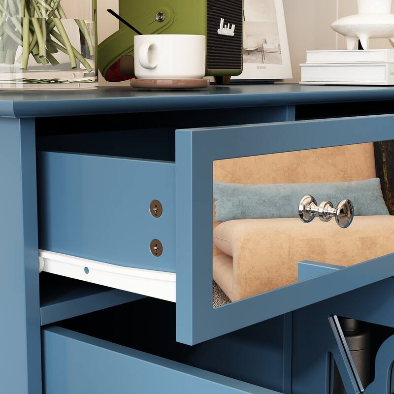 Timechee 55.1'' Accent Storage Cabinet Mirror Sideboard Buffet Cabinet