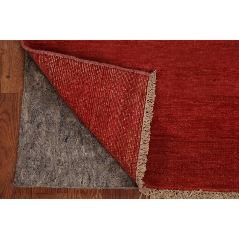 Modern Gabbeh Oriental Foyer Rug Handmade Red Wool Carpet - 1'10"x 2'10"