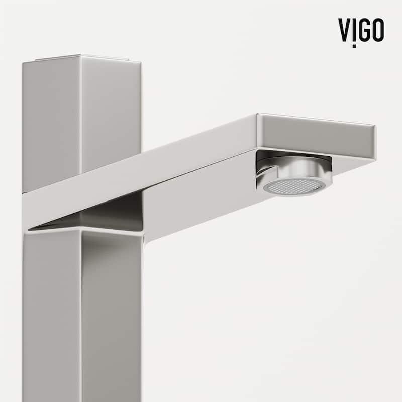 VIGO Duomo 18"L x 13"W Concrete Vessel Sink and Nova 10"H Faucet Set