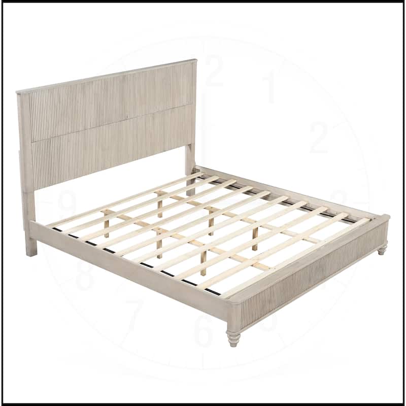 Solid Wood Bed Frame with Headboard