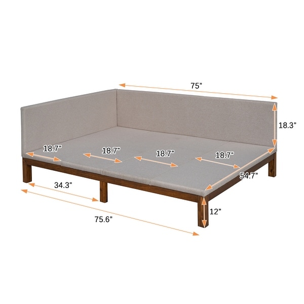 Full / Twin Size Upholstered Daybed Sofa Bed Frame with