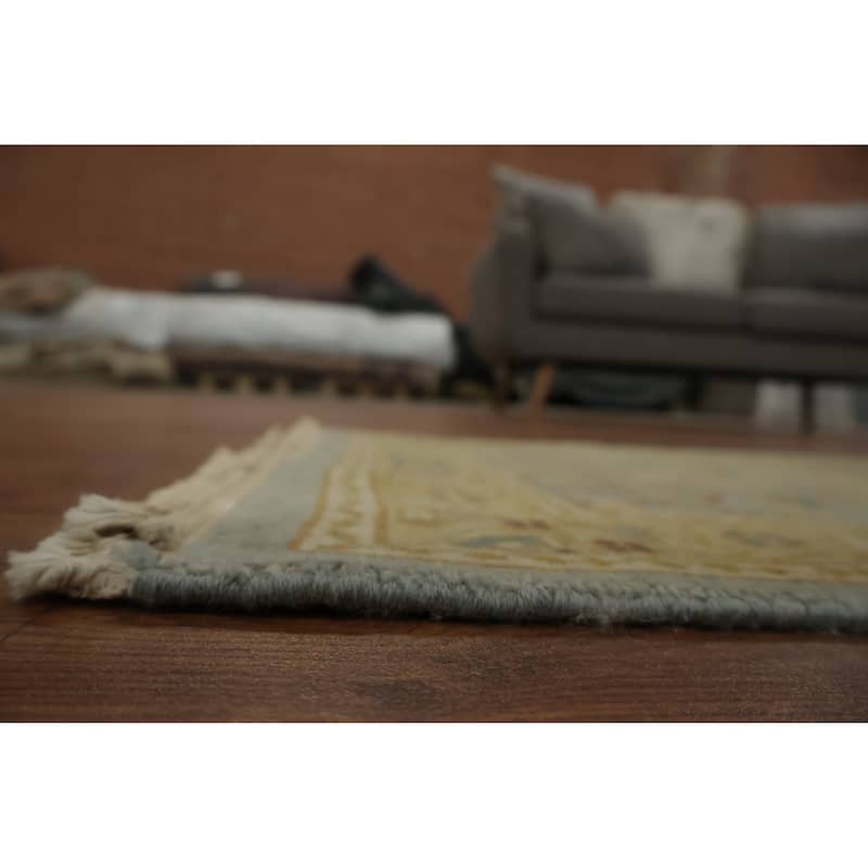 Hand Knotted Oriental 100% Wool Carpet Traditional All-Over Navy Blue & Blues Ziegler Area Rug - 3' 2'' X 2' 0''