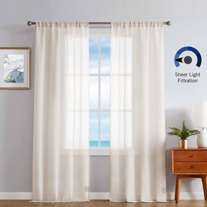 Nautica Erasmus Sheer Rod Pocket Window Curtain Panel Pair