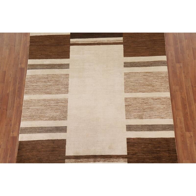 Geometric Gabbeh Kashkoli Area Rug Handmade Wool Carpet - 6'5" x 8'0"