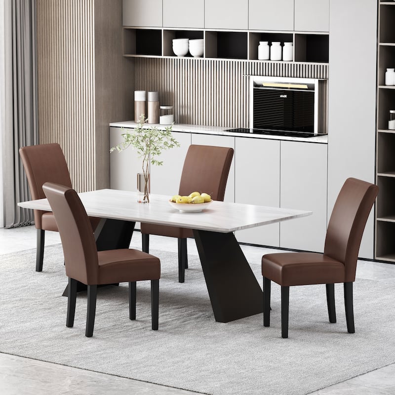 Pertica Patterned Upholstered Dining Chairs (Set of 4) by Christopher Knight Home - Dark Brown + Espresso