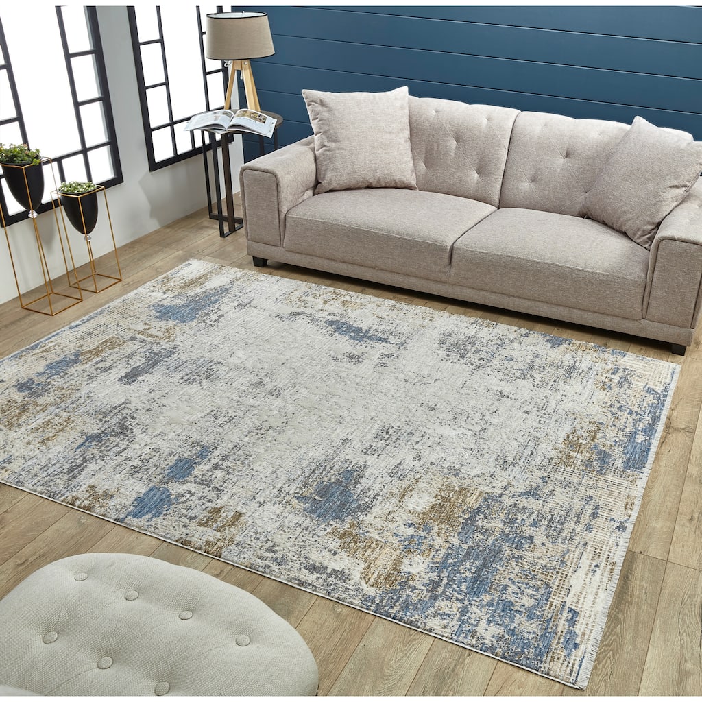 Domani Jay Distressed Modern Grey Area Rug
