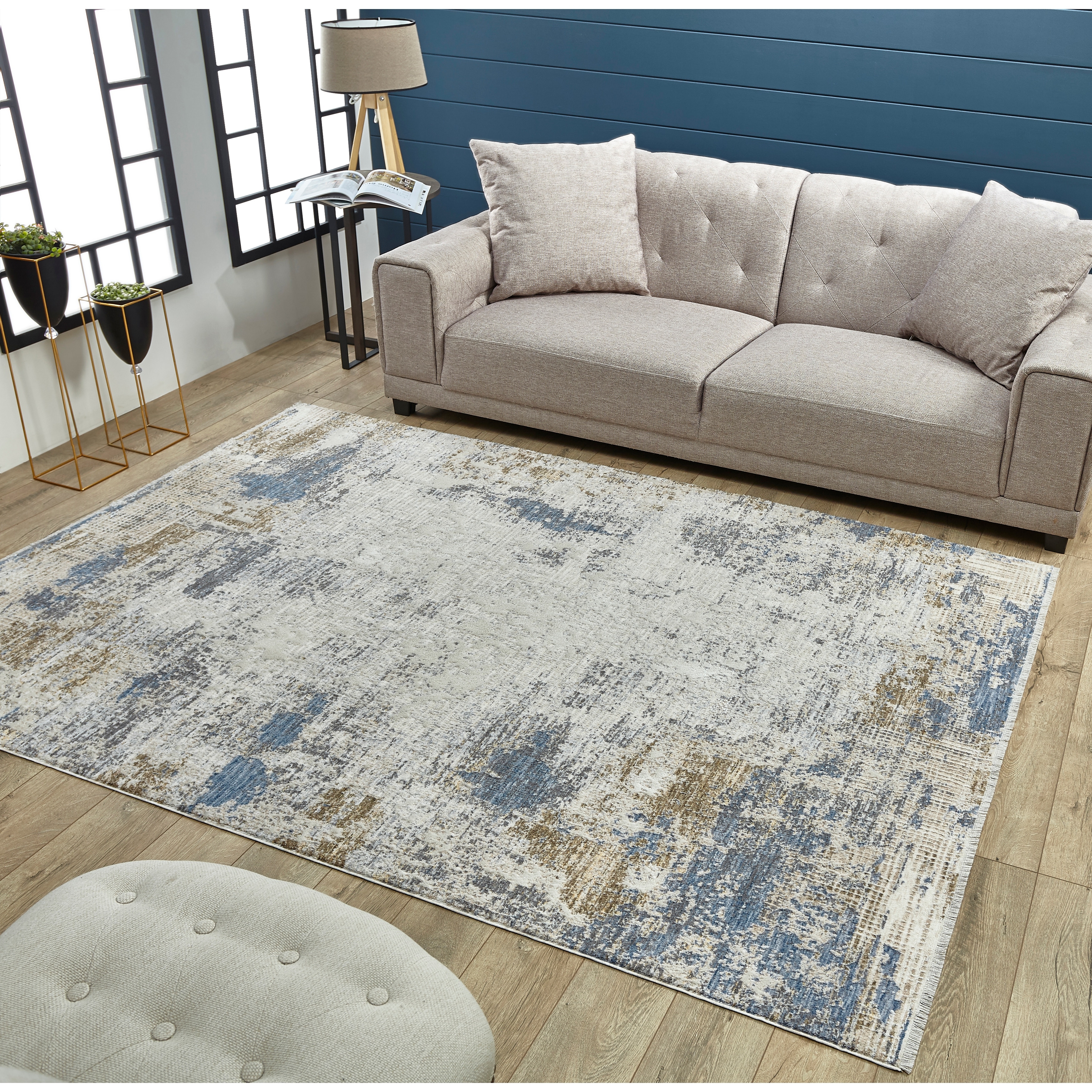 Domani Jay Distressed Modern Grey Area Rug