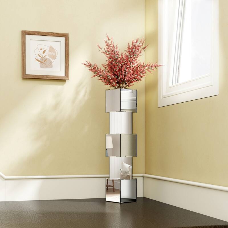 27.75" Square Glass Floor Vase